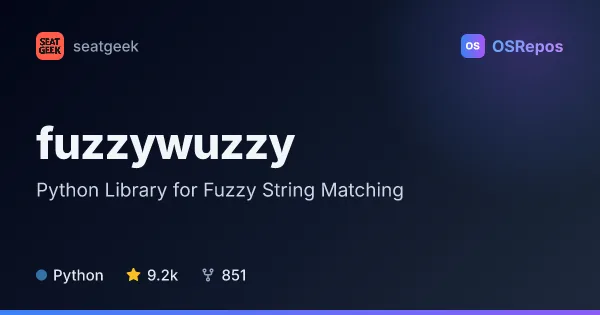 Fuzzywuzzy: Python Library for Fuzzy String Matching