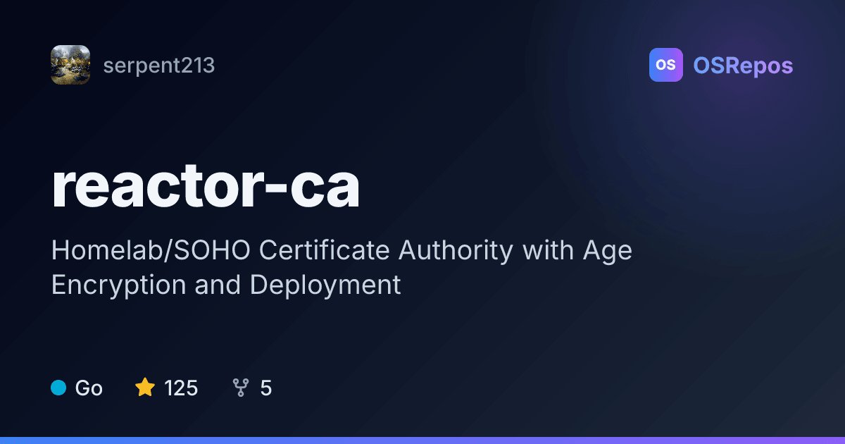 reactor-ca: Manage and Deploy Homelab TLS Certificates