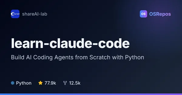 learn-claude-code: Learn to Build LLM Agent Harnesses