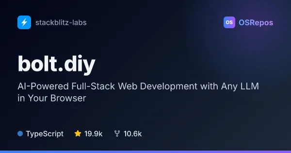 bolt.diy: AI-Powered Full-Stack Web Development with Any LLM in Your Browser