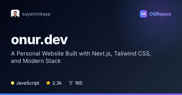 onur.dev: A Personal Website Built with Next.js, Tailwind CSS, and Modern Stack
