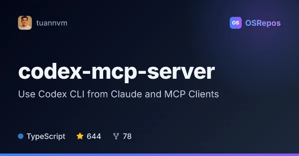 codex-mcp-server: Use Codex CLI from Claude and MCP Clients