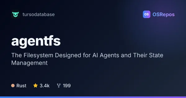 AgentFS: The Filesystem Designed for AI Agents and Their State Management