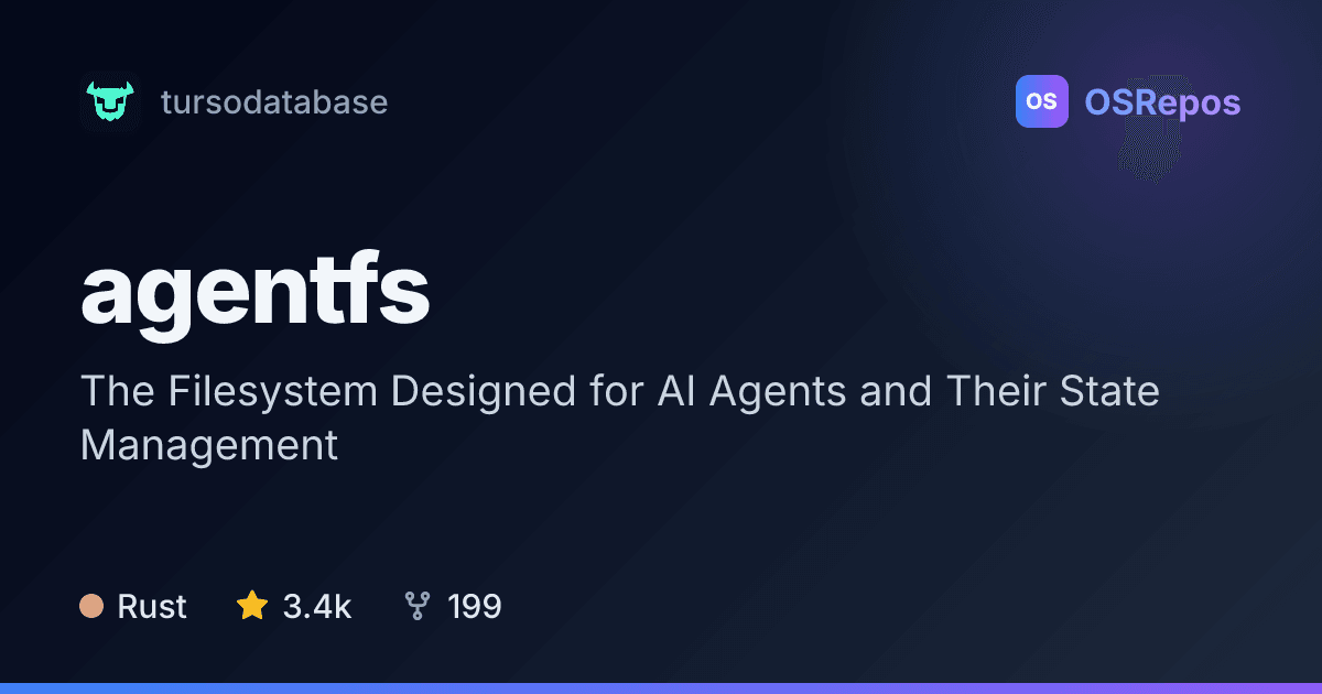 AgentFS: The Filesystem Designed for AI Agents and Their State Management