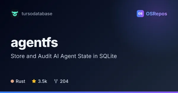 agentfs: Store and Audit AI Agent State in SQLite