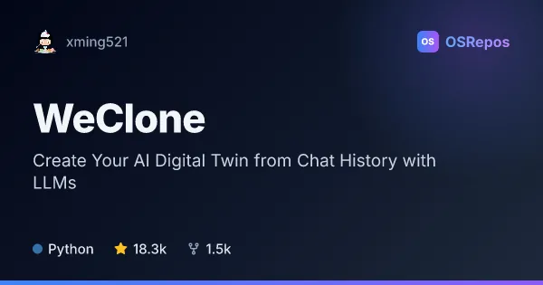 WeClone: Create an AI Avatar from Chat History